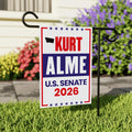 Kurt Alme For Montana Senate 2026 Garden Flag, Double Sided, 2026 Senate Flag, Elections Flag, Anti-Trump, Race Red White Blue Flag