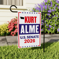 Kurt Alme For Montana Senate 2026 Garden Flag, Double Sided, 2026 Senate Flag, Elections Flag, Anti-Trump, Race Red White Blue Flag