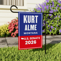 Kurt Alme For Montana Senate 2026 Garden Flag, Double Sided, 2026 Senate Flag, Elections Flag, Anti-Trump, Race Red White Blue Flag