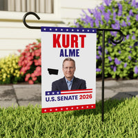 Kurt Alme For Montana Senate 2026 Garden Flag, Double Sided, 2026 Senate Flag, Elections Flag, Anti-Trump, Race Red White Blue Flag