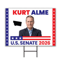 Kurt Alme For Montana Senate 2026 Yard Sign, Corrugated Plastic Senate Elections, Race Red White & Blue Yard Sign with Metal H-Stake