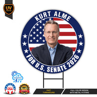 Kurt Alme For Montana Senate 2026 Yard Sign, Corrugated Plastic Senate Elections, Race Red White & Blue Yard Sign with Metal H-Stake