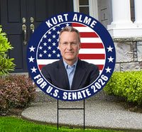 Kurt Alme For Montana Senate 2026 Yard Sign, Corrugated Plastic Senate Elections, Race Red White & Blue Yard Sign with Metal H-Stake