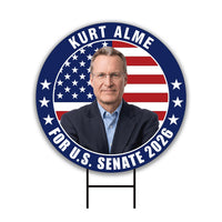 Kurt Alme For Montana Senate 2026 Yard Sign, Corrugated Plastic Senate Elections, Race Red White & Blue Yard Sign with Metal H-Stake