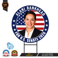 Alani Bankhead For Montana Senate 2026 Yard Sign, Corrugated Plastic Senate Elections, Race Red White & Blue Yard Sign with Metal H-Stake