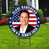 Alani Bankhead For Montana Senate 2026 Yard Sign, Corrugated Plastic Senate Elections, Race Red White & Blue Yard Sign with Metal H-Stake