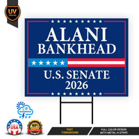 Alani Bankhead For Montana Senate 2026 Yard Sign, Corrugated Plastic Senate Elections, Race Red White & Blue Yard Sign with Metal H-Stake