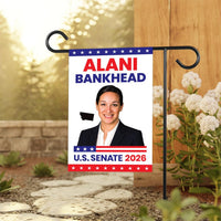 Alani Bankhead For Montana Senate 2026 Garden Flag, Double Sided, 2026 Senate Flag, Elections Flag, Anti-Trump, Race Red White Blue Flag