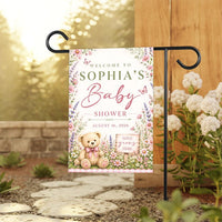 Personalized Wildflower Baby Shower Garden Flag, 12x18 Double Sided Outdoor Decor, Floral Garden Flag, Girl Shower Welcome, Summer Gift