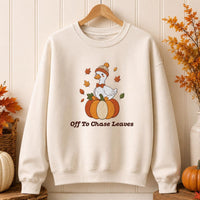 Fall Goose Embroidered Sweatshirt, Off to Chase Leaves Hoodie, Cute Autumn Goose Shirt, Festive Shirt, Cute Fall Gift for Goose Lovers