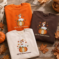 Fall Goose Embroidered Sweatshirt, Off to Chase Leaves Hoodie, Cute Autumn Goose Shirt, Festive Shirt, Cute Fall Gift for Goose Lovers