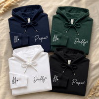 Personalized Dad Embroidered Hoodie, Custom Papa Sweatshirt, Kids Names on Sleeve Shirt, Wear My Heart Crewneck, New Dad Gift for Him