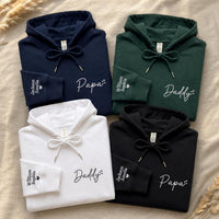 Personalized Dad Embroidered Hoodie, Custom Papa Sweatshirt, Kids Names on Sleeve Shirt, Wear My Heart Crewneck, New Dad Gift for Him