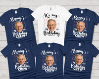 Personalized 70th Birthday Photo Shirt, Custom Face Birthday Crew Tee, Matching Family Party Outfit, Born in 1956 Shirt, Gift for Him