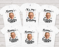 Personalized 70th Birthday Photo Shirt, Custom Face Birthday Crew Tee, Matching Family Party Outfit, Born in 1956 Shirt, Gift for Him