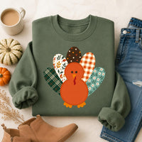 Thanksgiving Turkey Sweatshirt, Retro Patterned Turkey Crewneck, Cute Fall Graphic Pullover, Friendsgiving Outfit, Thanksgiving Gift