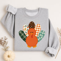 Thanksgiving Turkey Sweatshirt, Retro Patterned Turkey Crewneck, Cute Fall Graphic Pullover, Friendsgiving Outfit, Thanksgiving Gift