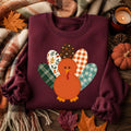 Thanksgiving Turkey Sweatshirt, Retro Patterned Turkey Crewneck, Cute Fall Graphic Pullover, Friendsgiving Outfit, Thanksgiving Gift