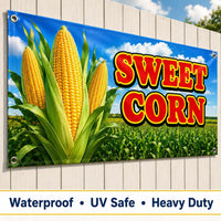 Sweet Corn Vinyl Banner, Fresh Produce Farm Stand Display, Waterproof Roadside Market Banner, Outdoor Shop Sign, Small Business Sign