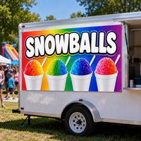 Rainbow Snowballs Vinyl Banner Sign, Shaved Ice Stand Display, Waterproof Grommet Display, Vendor Booth Banner, Outdoor Advertising Sign