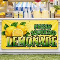 Fresh Squeezed Lemonade Vinyl Banner, Bright Yellow Drink Stand Sign, Waterproof Outdoor Display, Event Table Banner, Small Business Sign