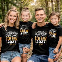 Personalized New Year Crew 2027 Shirt, Custom Family Name Tee, Matching New Years Eve Party Top, Adult Kids Baby Outfit, Holiday Gift