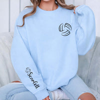 Personalized Volleyball Sweatshirt, Custom Name Crewneck, Minimal Sports Team Pullover, Volleyball Player Gift, Team Mom Gift, Front Sleeve