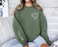 Personalized Volleyball Sweatshirt, Custom Name Crewneck, Minimal Sports Team Pullover, Volleyball Player Gift, Team Mom Gift, Front Sleeve