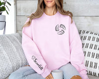Personalized Volleyball Sweatshirt, Custom Name Crewneck, Minimal Sports Team Pullover, Volleyball Player Gift, Team Mom Gift, Front Sleeve