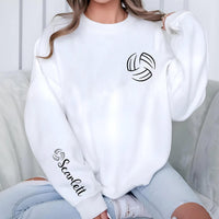 Personalized Volleyball Sweatshirt, Custom Name Crewneck, Minimal Sports Team Pullover, Volleyball Player Gift, Team Mom Gift, Front Sleeve