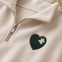 Personalized Couples Embroidered Quarter Zip Sweatshirt, Matching Puzzle Heart Tops, Custom Initial Sleeves, Anniversary Wear, Couple Gift