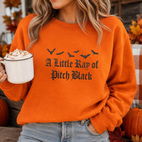 Halloween Embroidered Sweatshirt, Gothic Spooky Season Hoodie, A Little Ray of Pitch Black Shirt, Funny Crewneck, Fall Gift for Her
