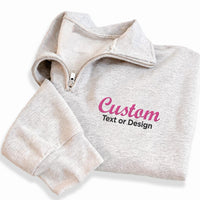 Personalized Logo Embroidered Quarter Zip Sweatshirt, Custom Company Pullover, Corporate Team Apparel, Business Uniform Top, Employee Gift