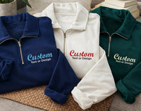 Personalized Logo Embroidered Quarter Zip Sweatshirt, Custom Company Pullover, Corporate Team Apparel, Business Uniform Top, Employee Gift