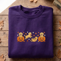 Golden Retriever Embroidered Sweatshirt, Cute Dog Hoodie, Halloween Pumpkin Puppy Shirt, Golden Retriever Crewneck, Gift for Dog Lover