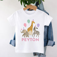 Personalized Safari Birthday Shirt, Custom Name Zoo Animal Tee, Toddler Jungle Party Outfit, Cute Kids T-Shirt, Birthday Gift for Child
