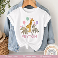 Personalized Safari Birthday Shirt, Custom Name Zoo Animal Tee, Toddler Jungle Party Outfit, Cute Kids T-Shirt, Birthday Gift for Child