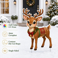 Custom Printed Christmas Reindeer Yard Sign, Cute Holiday Lawn Sign, Festive Deer Cutout, Seasonal Outdoor Decor, Christmas Yard Decor