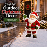 Custom-Shaped Christmas Santa Yard Sign, Waving Santa Lawn Sign, Festive Holiday Display, Seasonal Outdoor Decor, Christmas Yard Decor