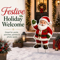Custom-Shaped Christmas Santa Yard Sign, Waving Santa Lawn Sign, Festive Holiday Display, Seasonal Outdoor Decor, Christmas Yard Decor