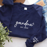 Personalized Mama Grandma Embroidered Sweatshirt, Custom Kids Names Sleeve Hoodie, Est Year Mom Shirt, Mama Sweatshirt, Gift for Mom