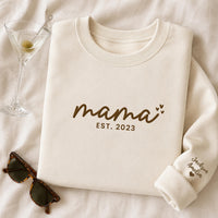 Personalized Mama Grandma Embroidered Sweatshirt, Custom Kids Names Sleeve Hoodie, Est Year Mom Shirt, Mama Sweatshirt, Gift for Mom
