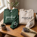 Personalized Mama Grandma Embroidered Sweatshirt, Custom Kids Names Sleeve Hoodie, Est Year Mom Shirt, Mama Sweatshirt, Gift for Mom