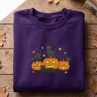 Black Cat Halloween Embroidered Shirt, Pumpkin Kitty Hoodie, Spooky Season Shirt, Holiday Sweatshirt, Fall Gift for Cat Lover