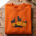 Black Cat Halloween Embroidered Shirt, Pumpkin Kitty Hoodie, Spooky Season Shirt, Holiday Sweatshirt, Fall Gift for Cat Lover