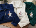Personalized Nurse Embroidered Quarter Zip Sweatshirt, Custom RN Ghost Pullover, Halloween Party Layer, Spooky Shift Wear, Halloween Gift