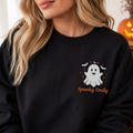 Personalized Halloween Embroidered Sweatshirt, Custom Name Ghost Hoodie, Cute Spooky Shirt, Festive Shirt for Women, Unique Fall Gift