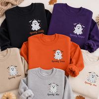 Personalized Halloween Embroidered Sweatshirt, Custom Name Ghost Hoodie, Cute Spooky Shirt, Festive Shirt for Women, Unique Fall Gift