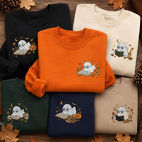 Book Lover Embroidered Sweatshirt, Cute Ghost Reading Hoodie, Halloween Bookish Shirt, Cozy Bookish Hoodie, Fall Gift for Women Readers