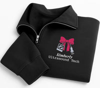 Personalized Ultrasound Tech Embroidered Quarter Zip Sweatshirt, Sonographer Pullover, Imaging Work Top, Hospital Shift Layer, Tech Gift